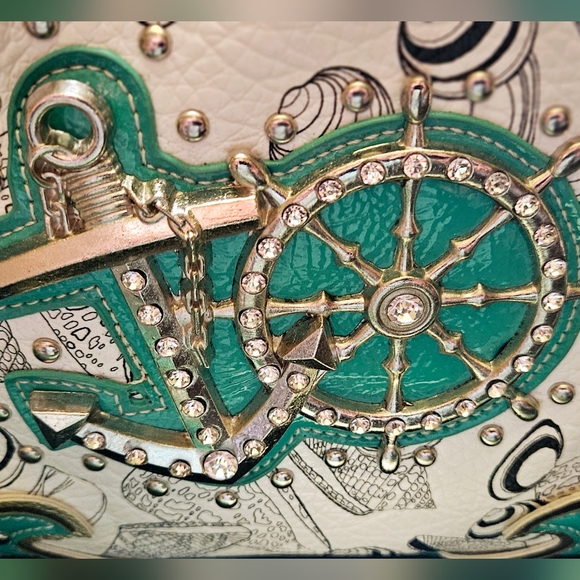 COWGIRL TRENDY Conceal Carry Purse Handbag Turquoise Teal Anchor Ship Wheel *NEW - Picture 2 of 11